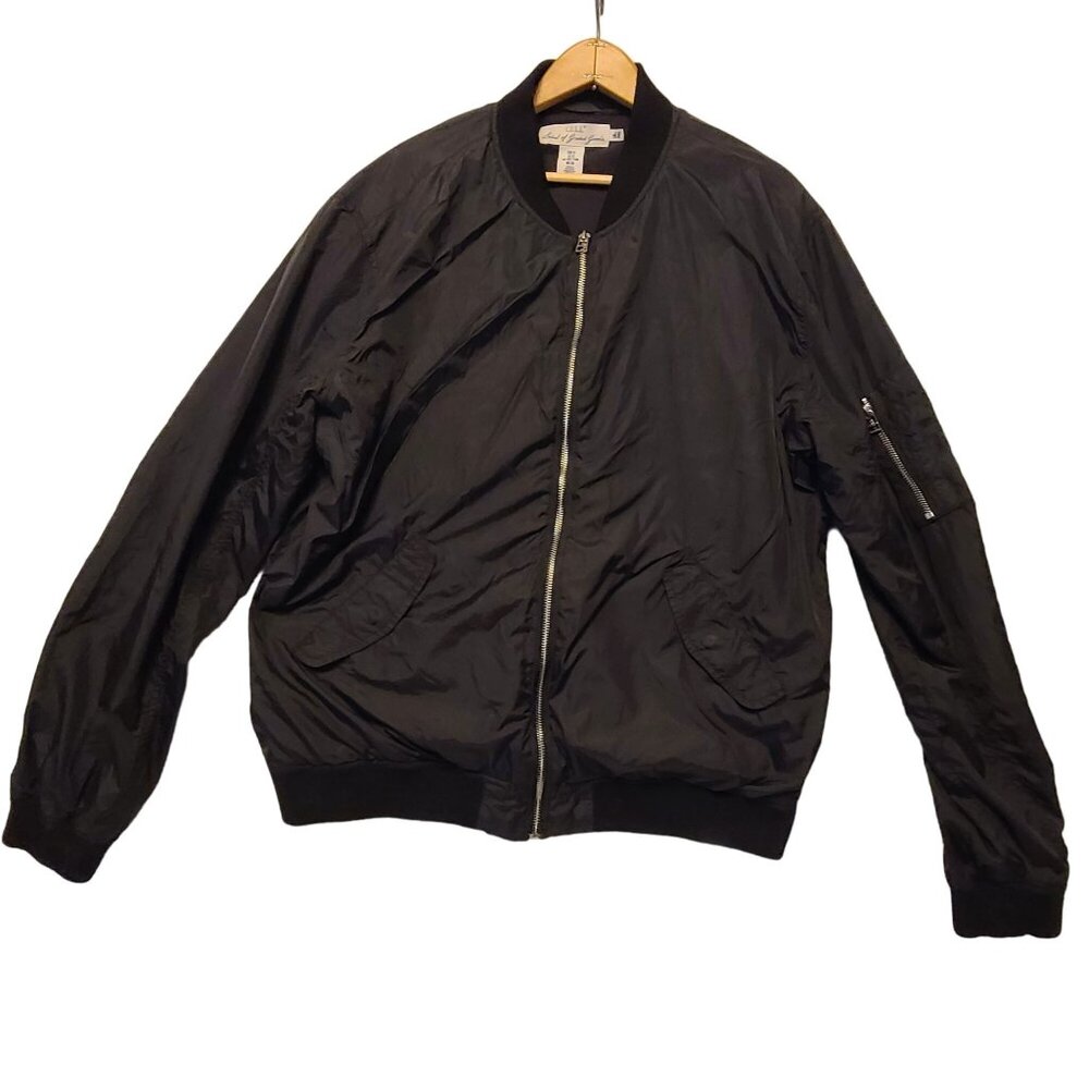 H&M L.O.G.G. Black Bomber Zipper Jacket XL Nylon  Polyester HM LOGG